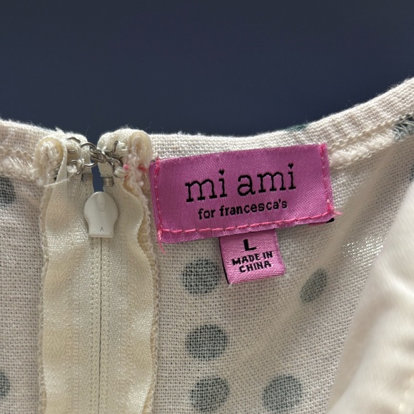 Francesca’s “Emily” Puff Sleeve Polka dot Linen Blend Summer Mini Dress, Large💗 - Picture 8 of 9